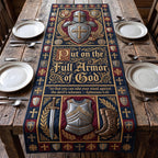 Full Armor of God Blue Shield Table Runner