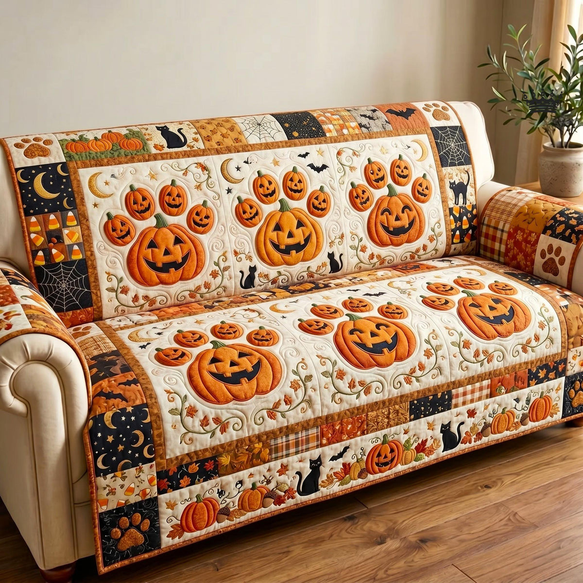Jack o Lanterns and Black Cats Sofa Cover