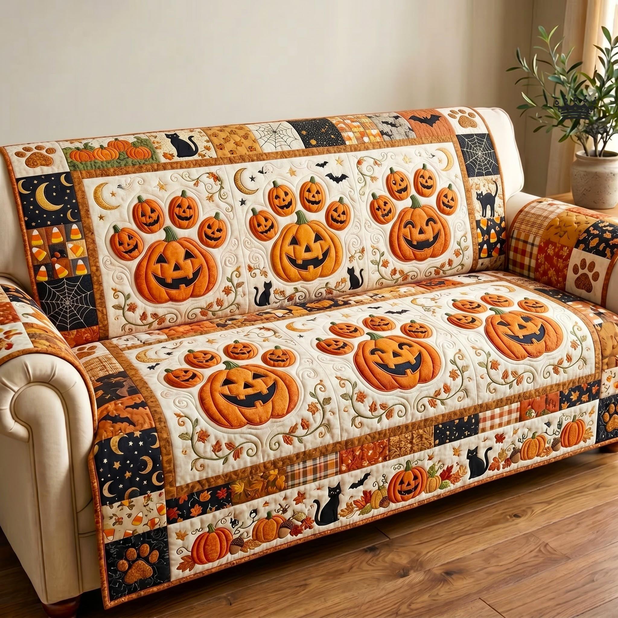Jack o Lanterns and Black Cats Sofa Cover