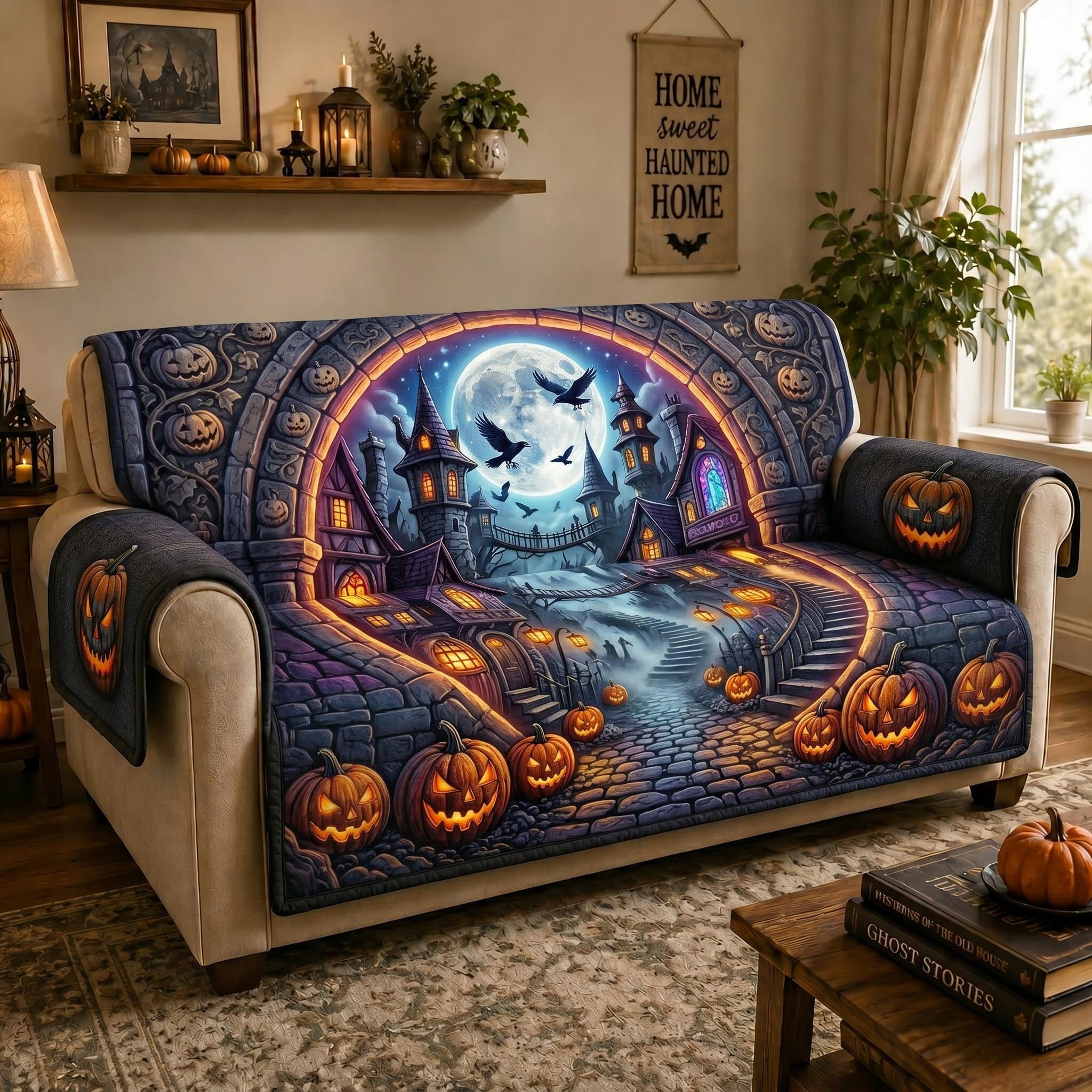 Haunted House Under the Full Moon Sofa Cover