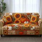 Sunflowers and Pumpkins on Rust Sofa Cover