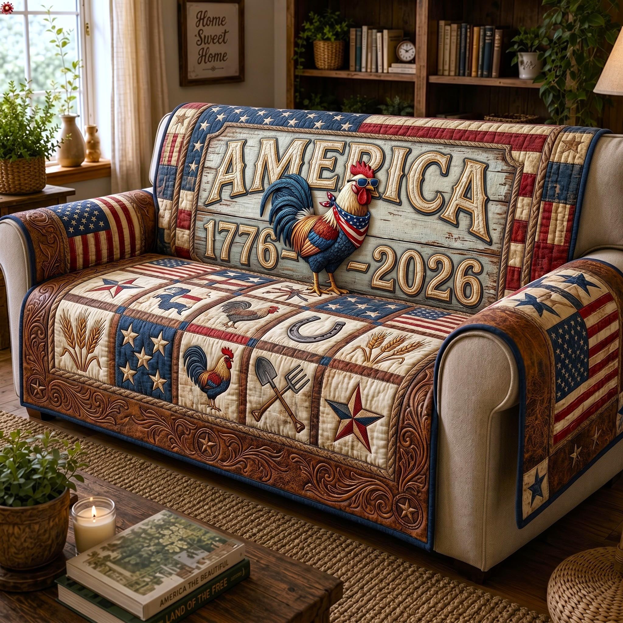 Patriot Rooster Sofa Cover