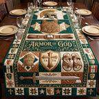 Armor of God Faith Shield Green Table Runner