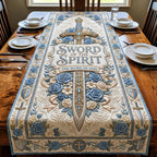 Sword of the Spirit with Blue Roses Table Runner