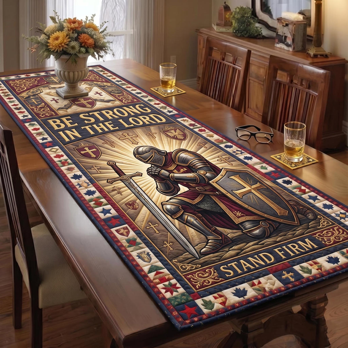 Be Strong in the Lord Stand Firm Table Runner