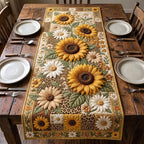 Sunflowers on Tan Patchwork Table Runner