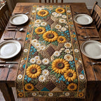 Sunflowers and Daisies with Spotted Border Table Runner