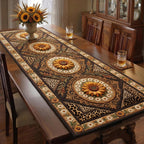 Sunflower Medallions with Leopard Border Table Runner