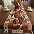 Horseshoes on Cowhide Blocks Table Runner