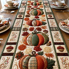 Pumpkin Blocks with Autumn Leaves Table Runner