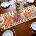 Bright Patterned Pumpkins in a Row Table Runner
