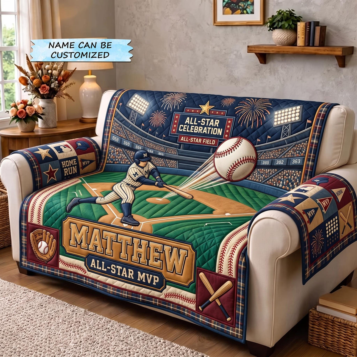 Matthew All Star MVP on the Ball Field Sofa Cover