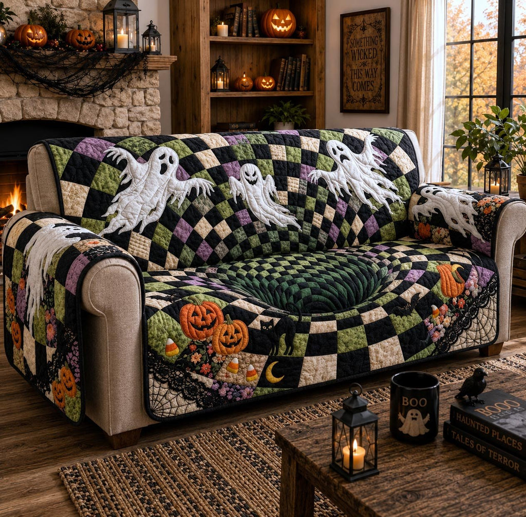 Ghosts Above the Checkerboard Field Sofa Cover