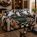 Ghosts Above the Checkerboard Field Sofa Cover