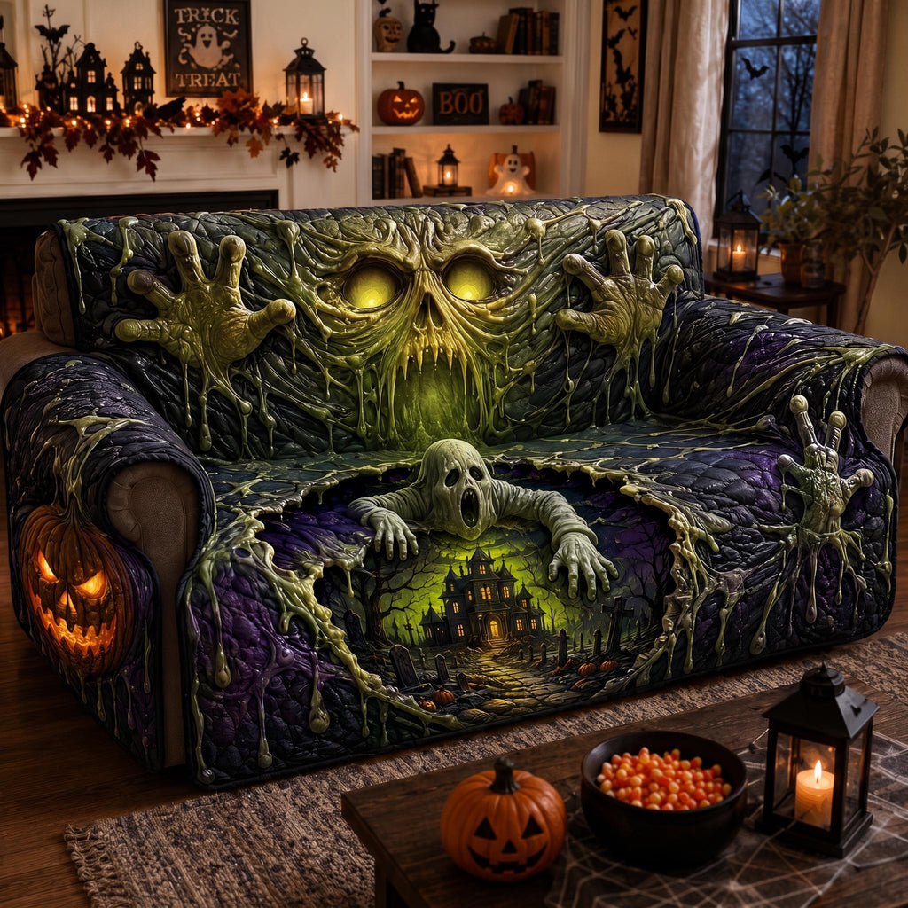 Green Ghoul Clawing Through the Dark Sofa Cover