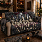 Row of Skeletons on the Chapel Bench Sofa Cover