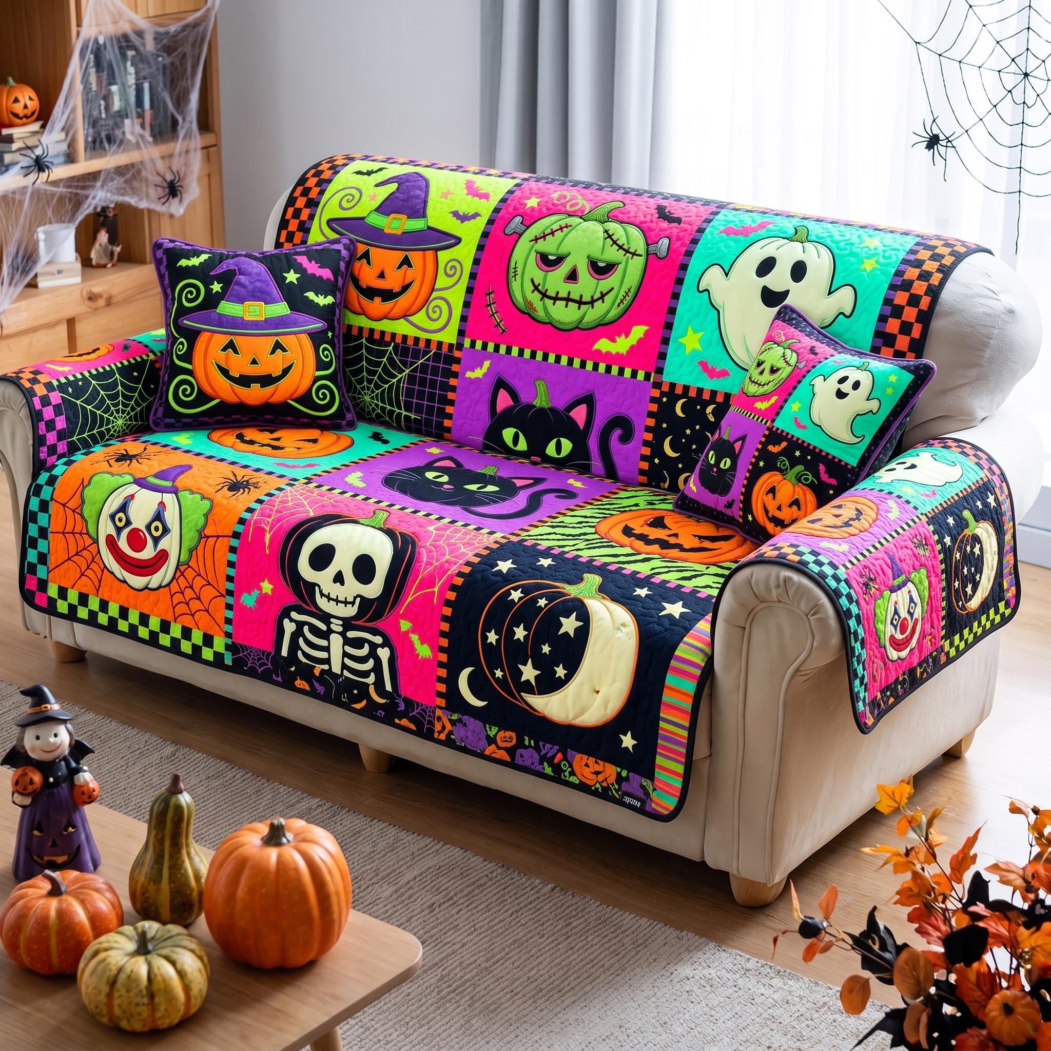 Neon Pumpkin Sofa Cover