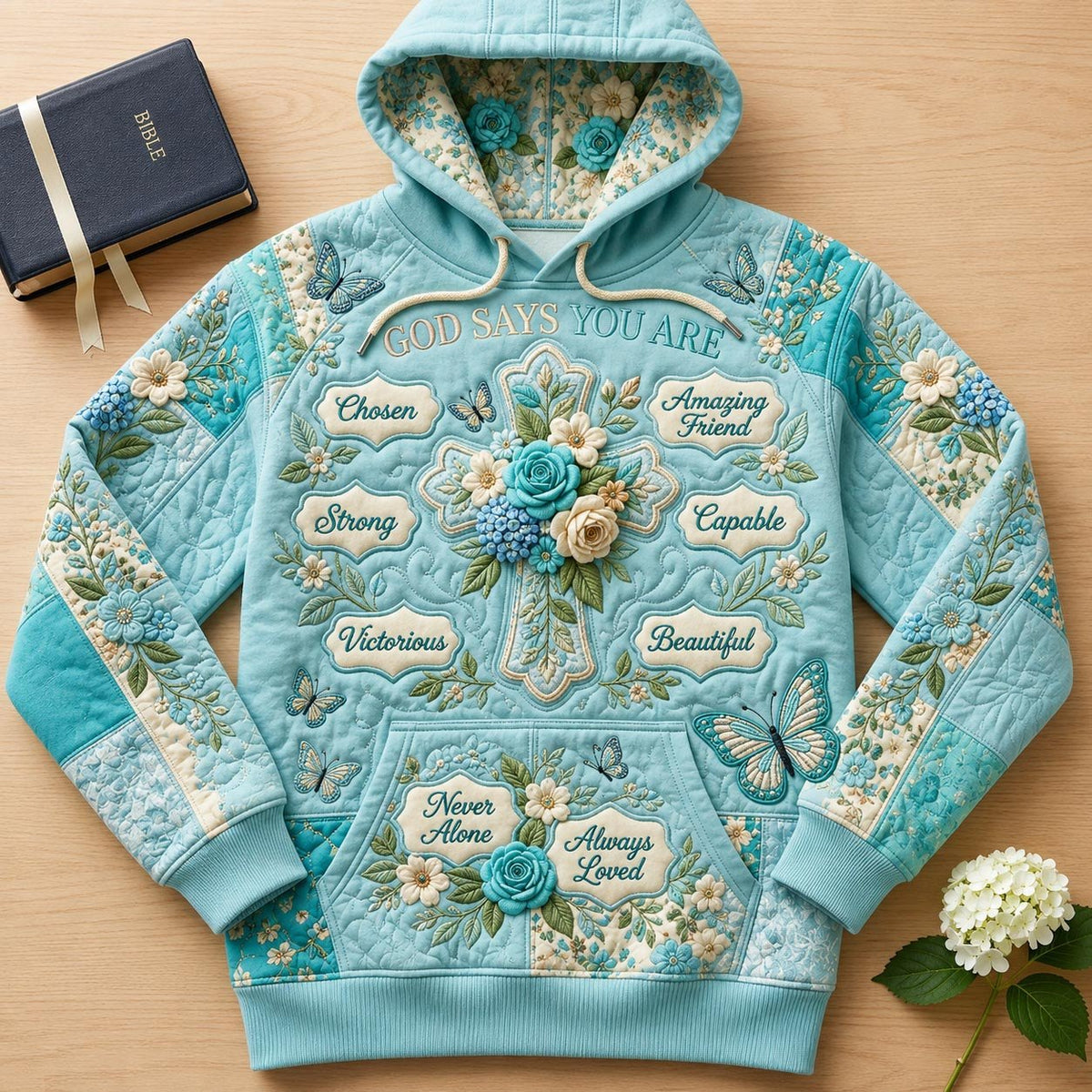 Chosen and Loved hoodie, all-over print