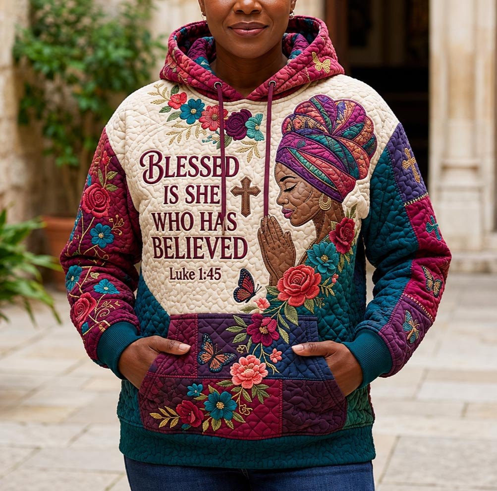 Blessed Is She hoodie, all-over print