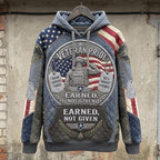 Veteran Pride Earned Not Given hoodie, all-over print