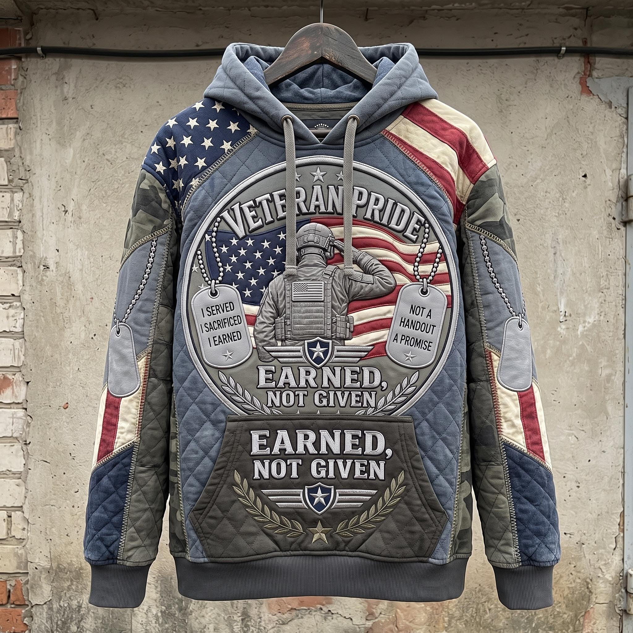 Veteran Pride Earned Not Given hoodie, all-over print