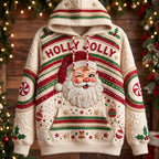 Holly Jolly Santa on Cream hoodie, all-over print