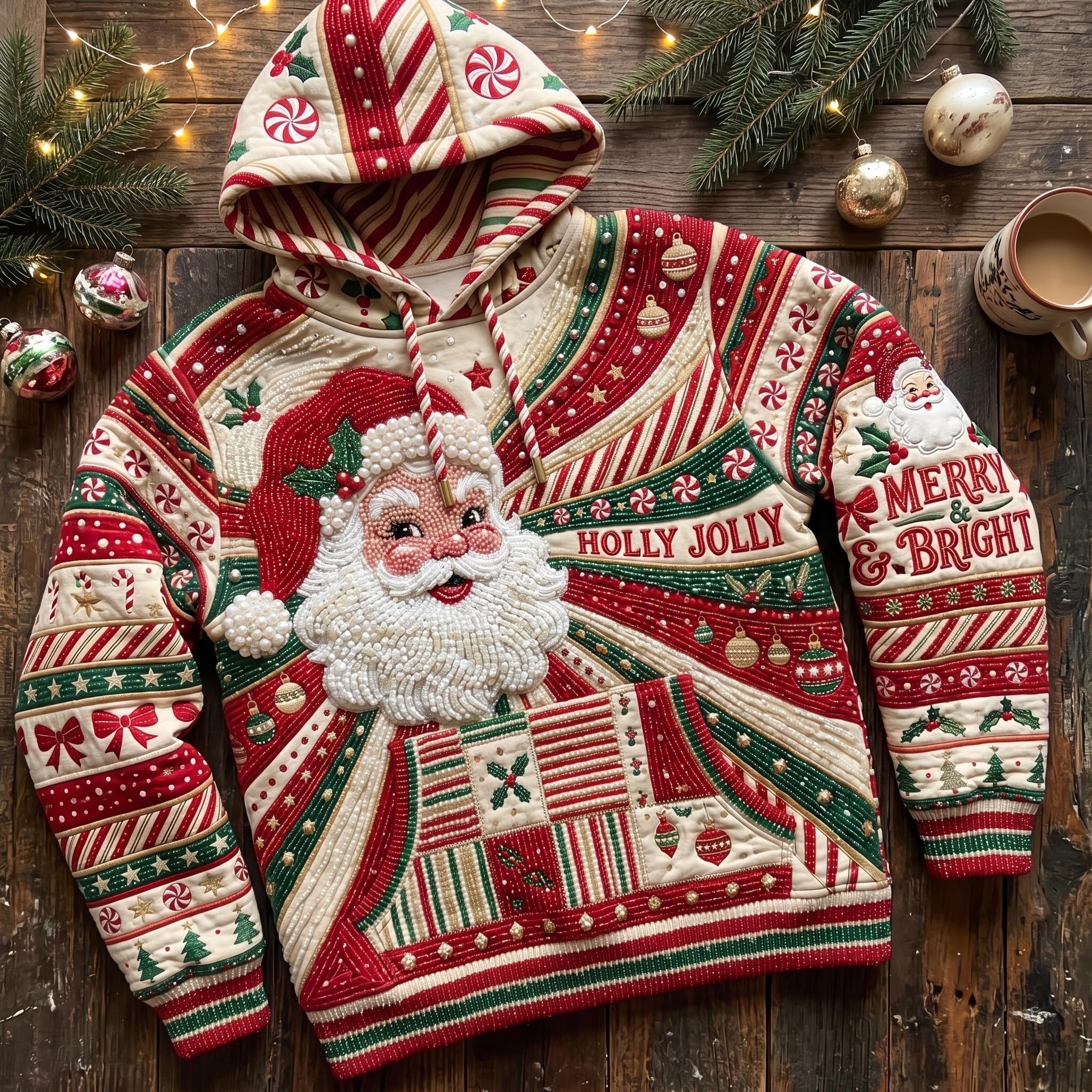 Merry Bright hoodie, all-over print