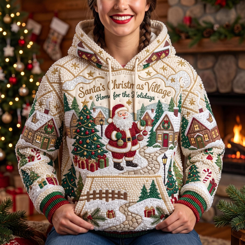 Santa Village hoodie, all-over print