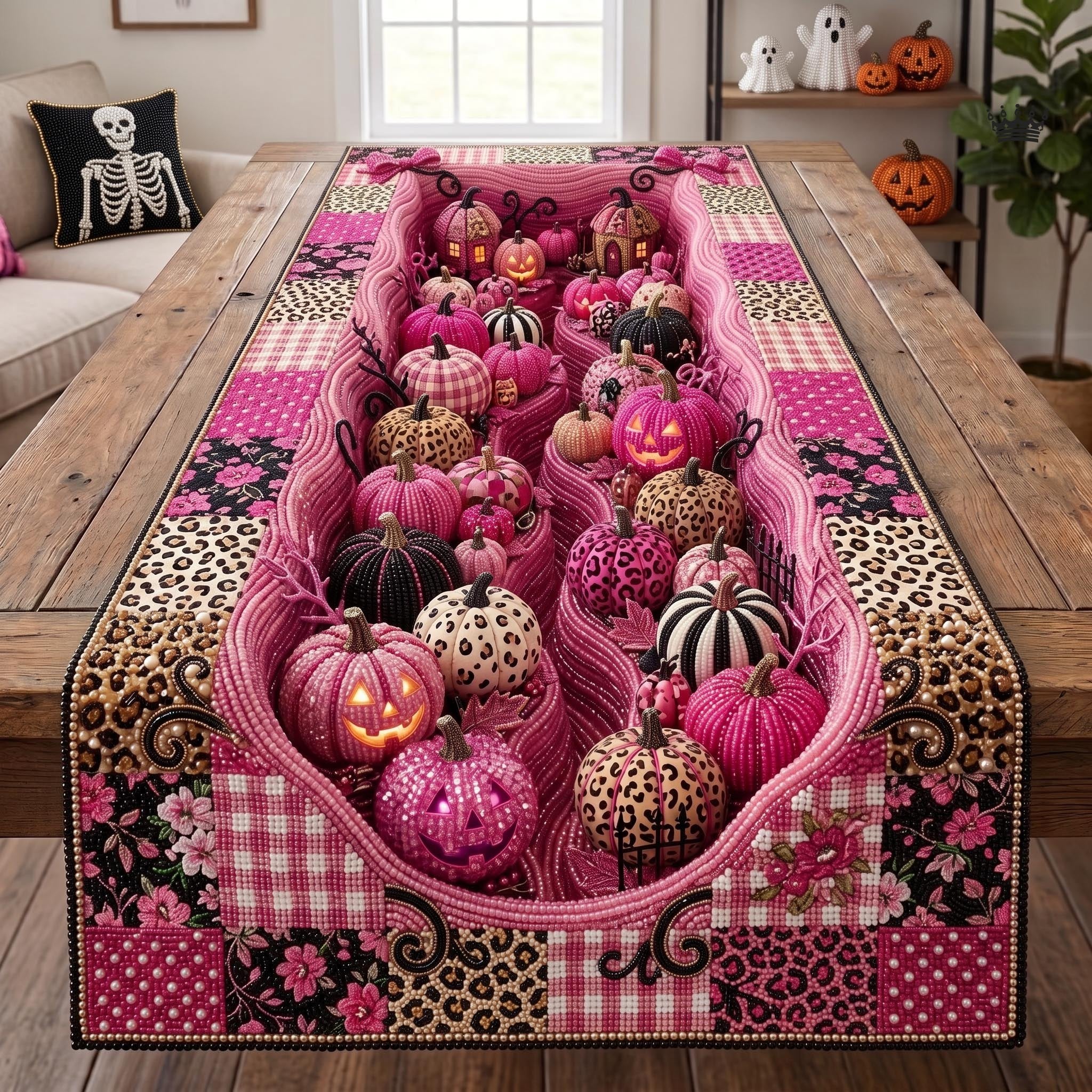 Pink Pumpkin Table Runner