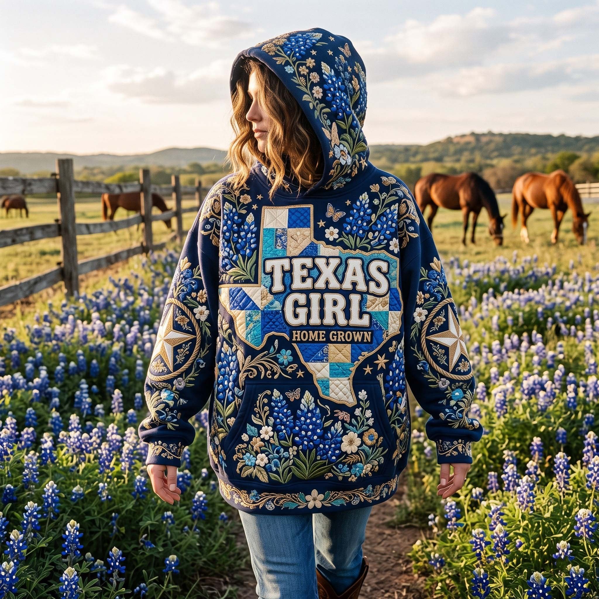 Texas Girl hoodie, all-over print