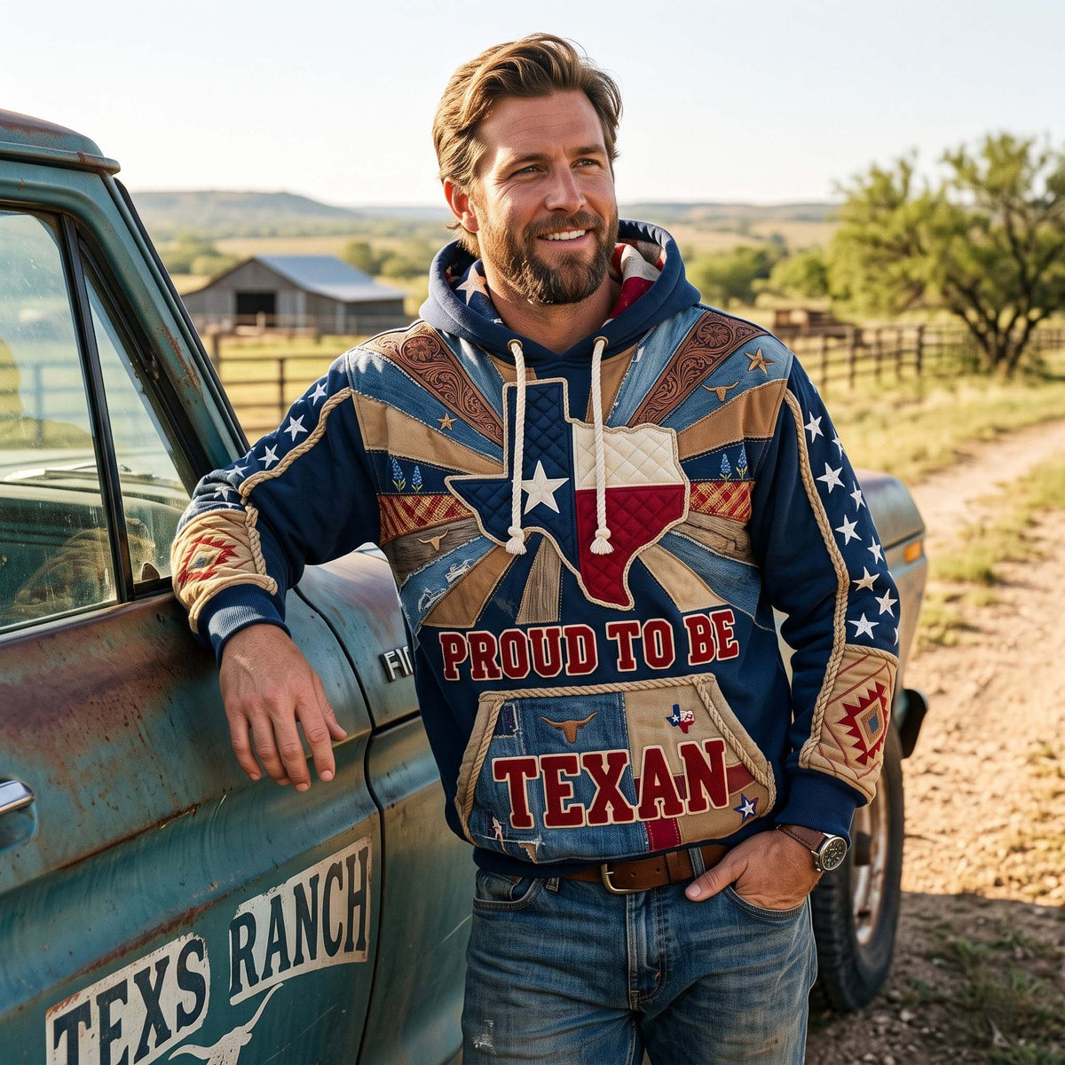 Proud Texan hoodie, all-over print