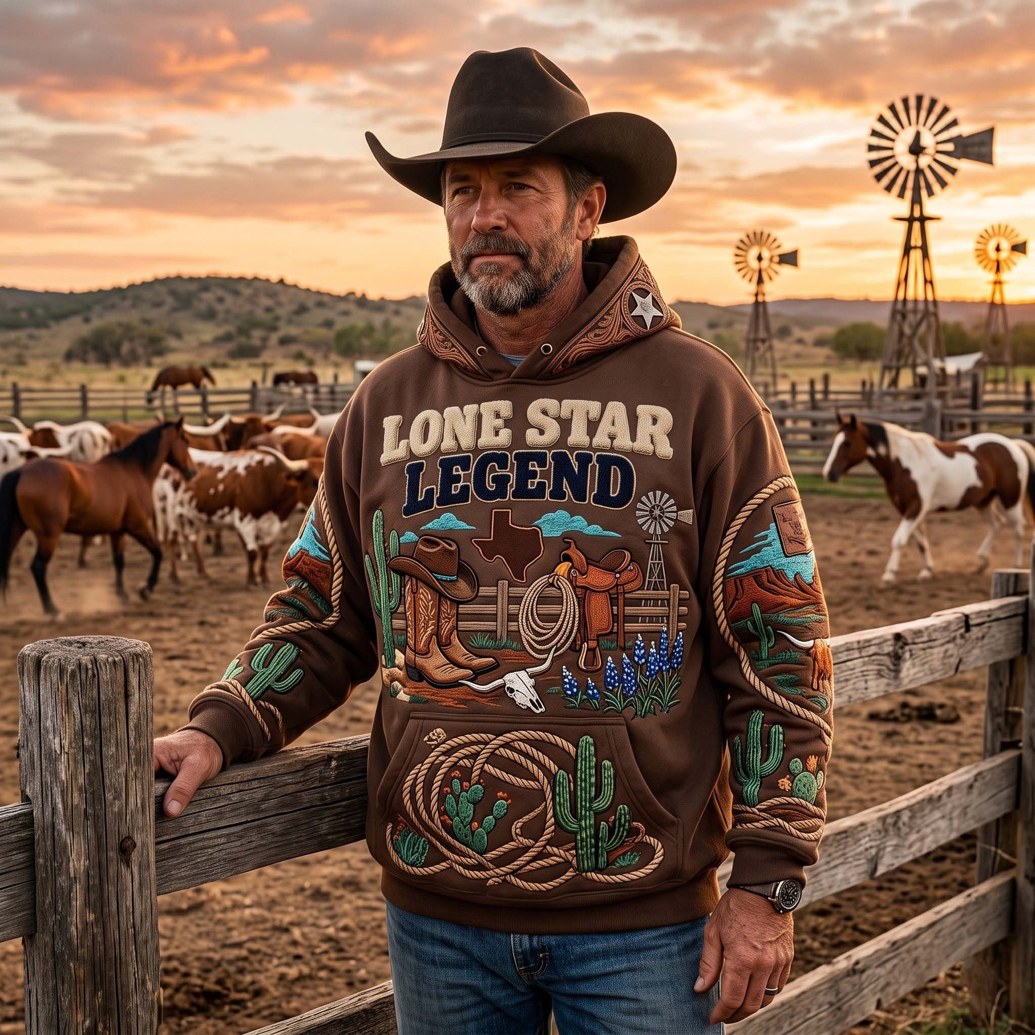 Lone Star hoodie, all-over print