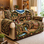 Glowing Treehouse Village at Night Sofa Cover