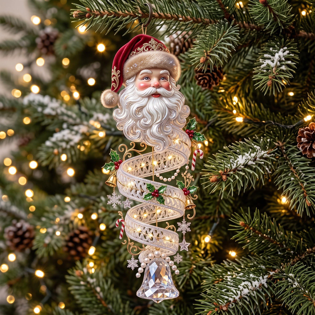 Santa Spiral Christmas Ornament