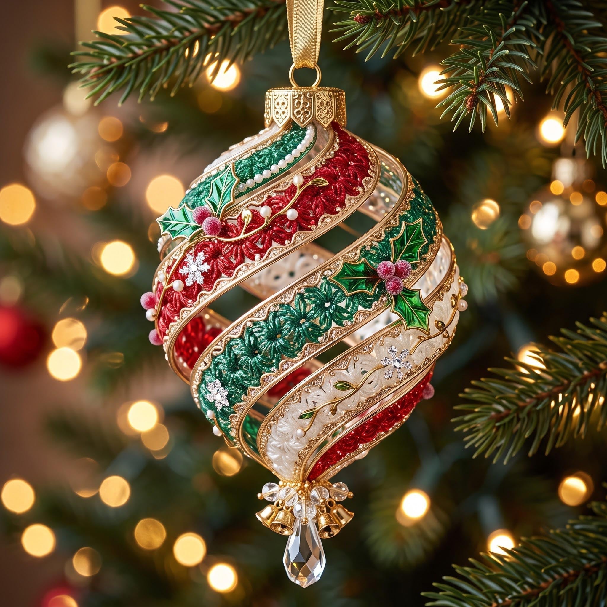 Ribbon Bauble Christmas Ornament