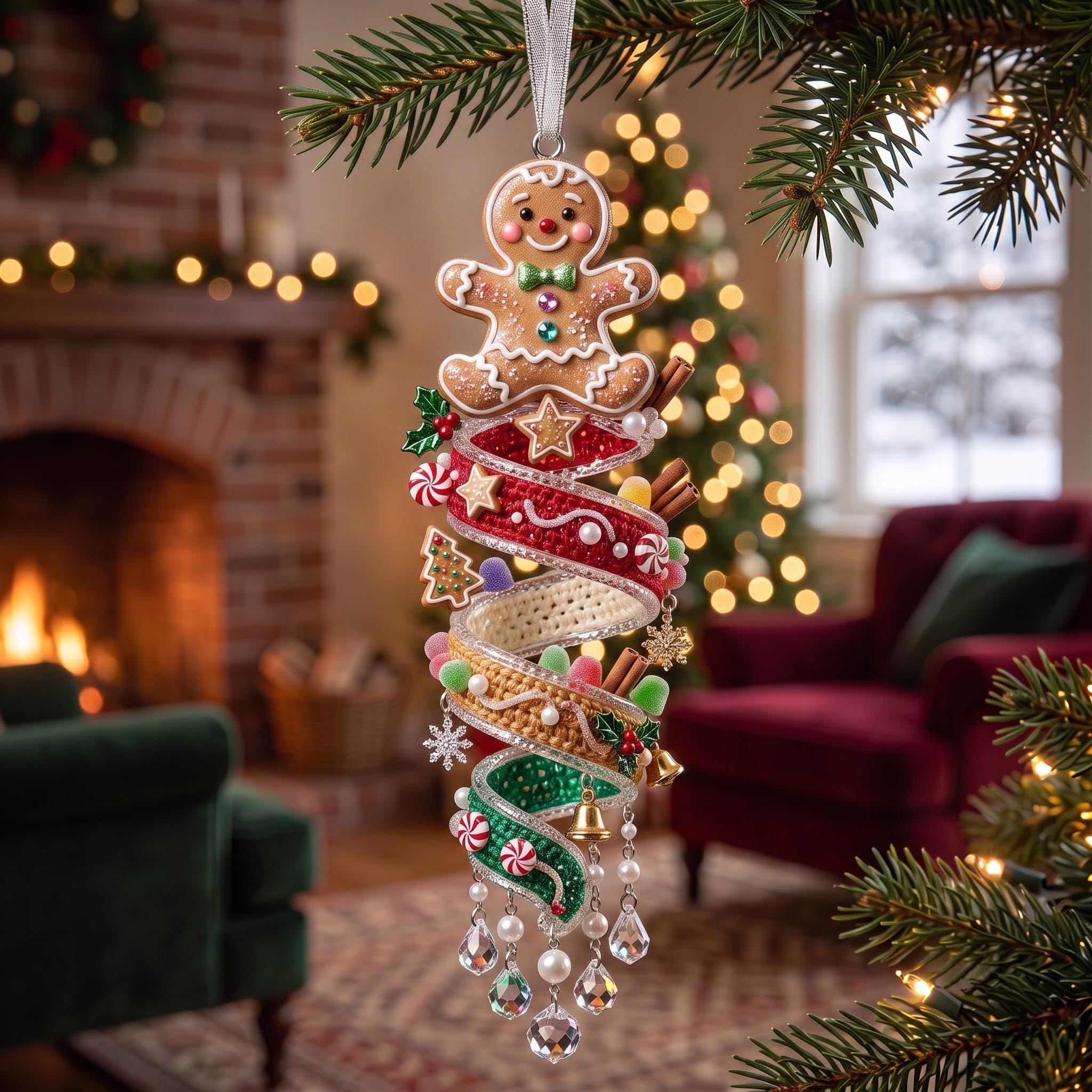 Gingerbread Spiral Christmas Ornament