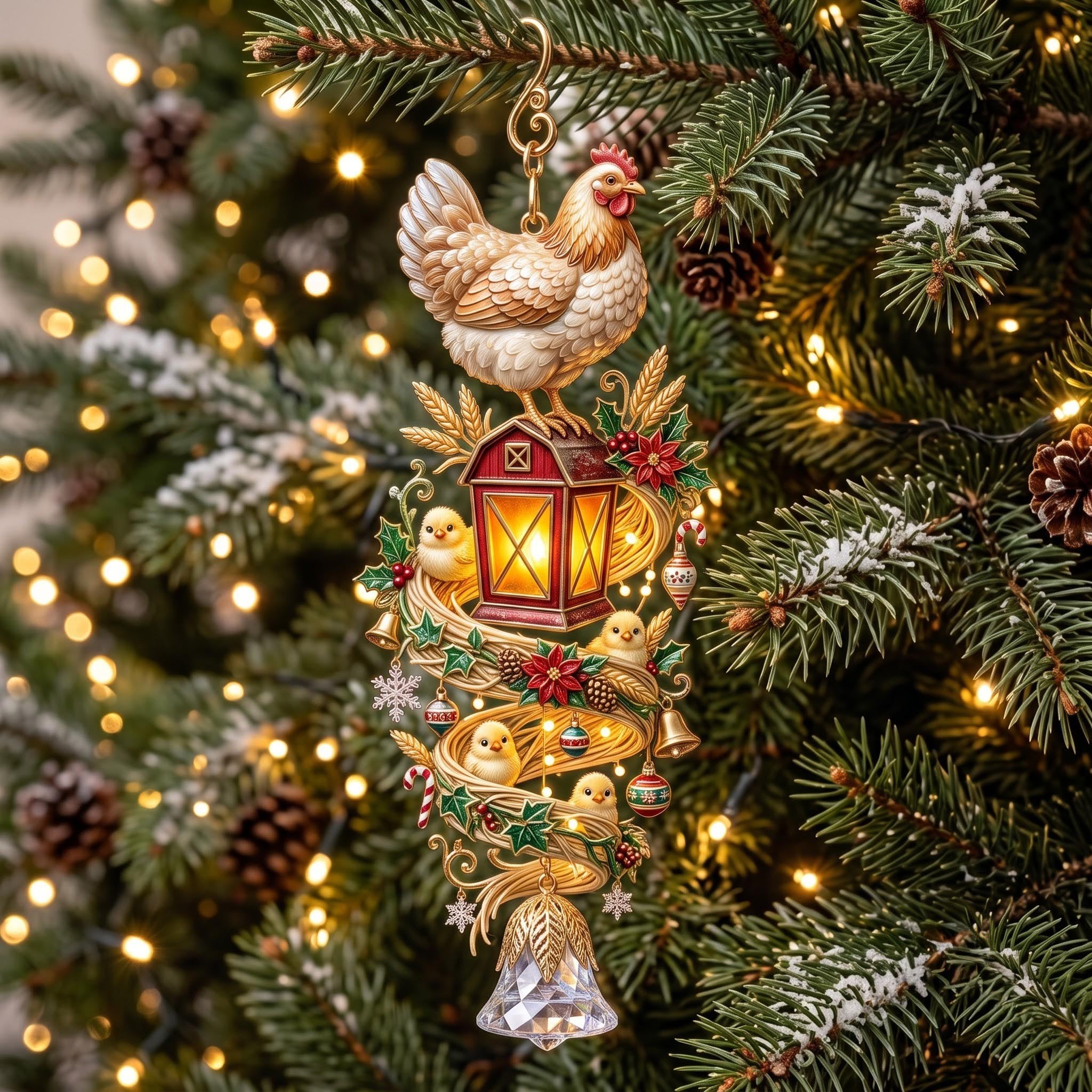 Chicken Lantern Christmas Ornament