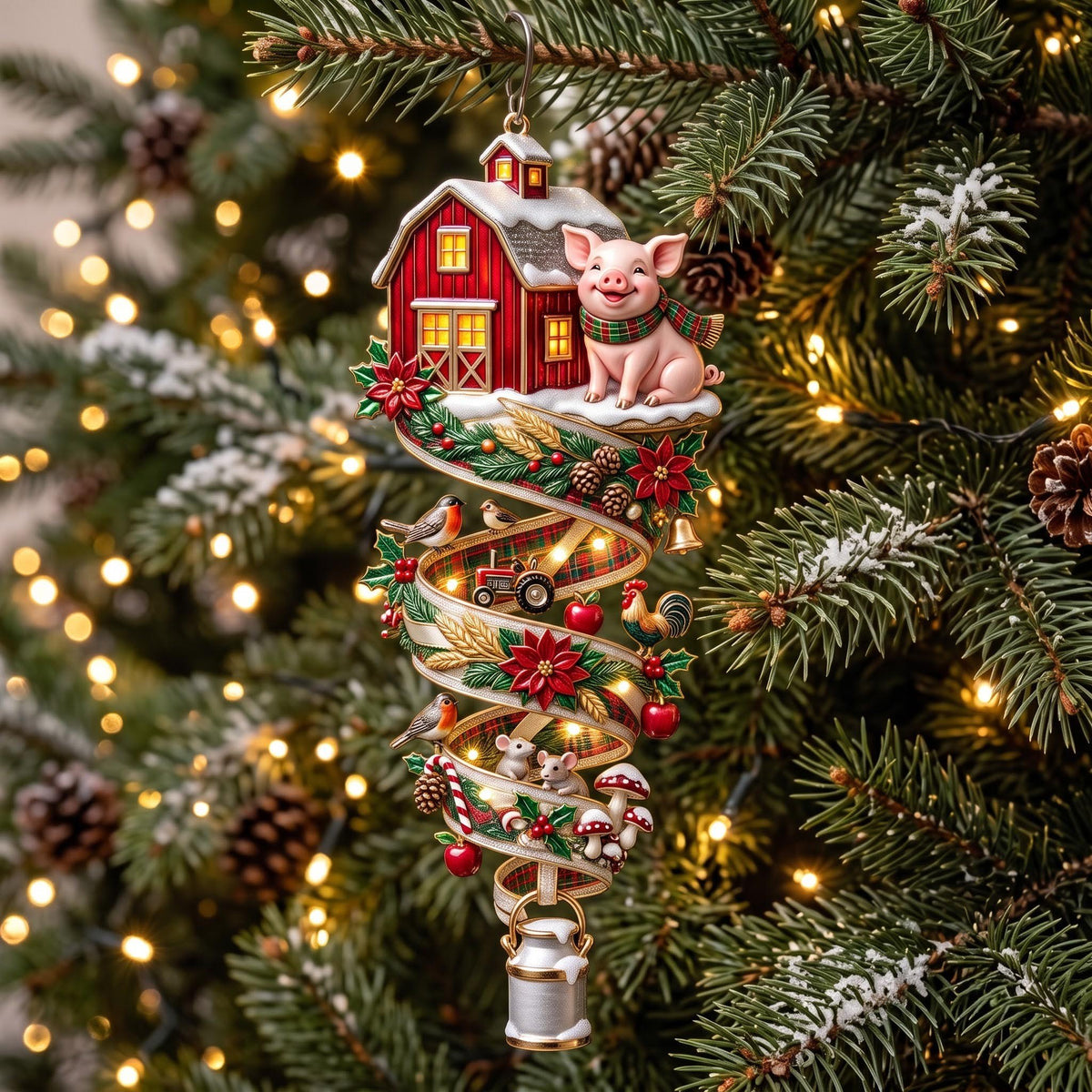 Farm Spiral Christmas Ornament