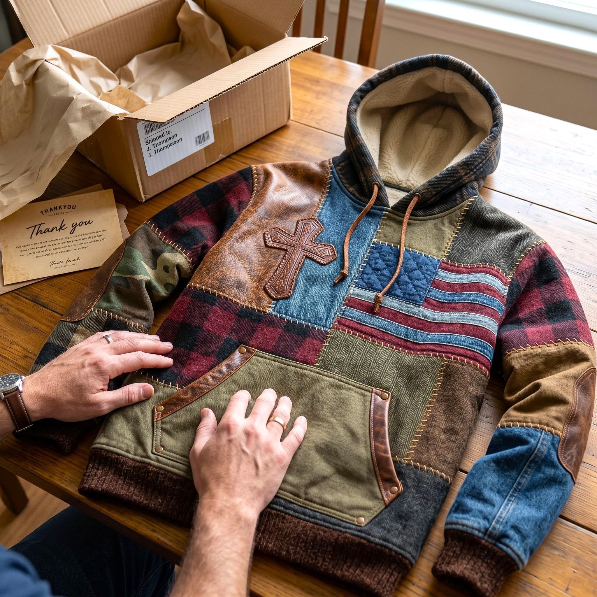 Patriot Patchwork hoodie, all-over print