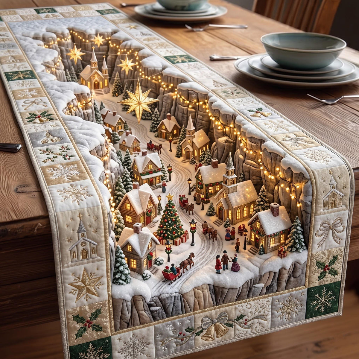 Winter Village Table Runner