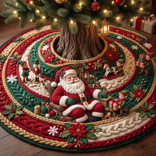Santa Spiral Christmas Tree Skirt - Made to Order