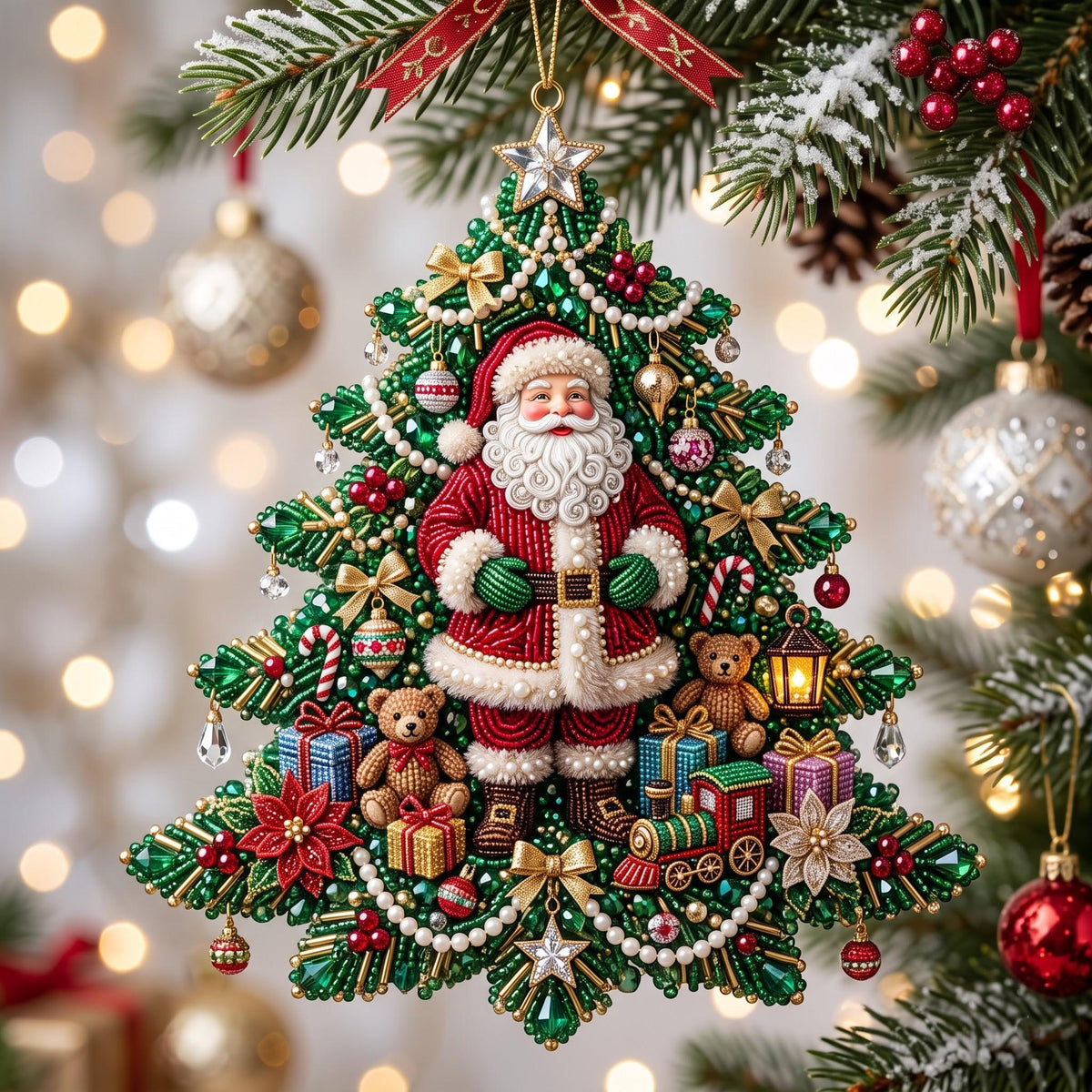Pearl Santa Christmas Tree Christmas Ornament