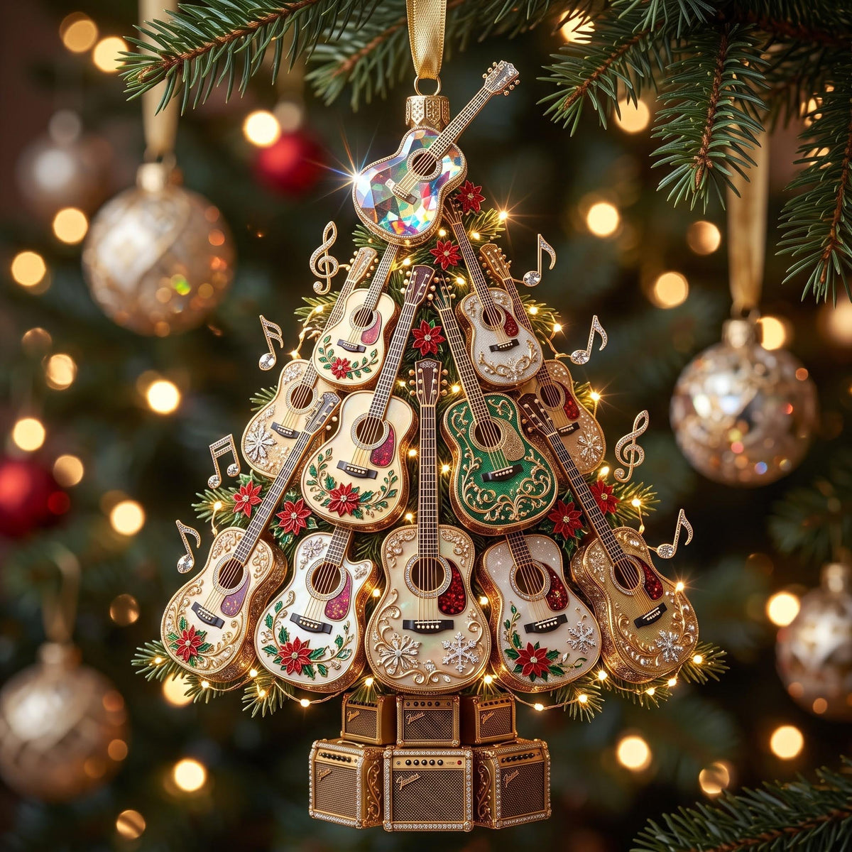 Guitar Christmas Tree with Amp Christmas Ornament