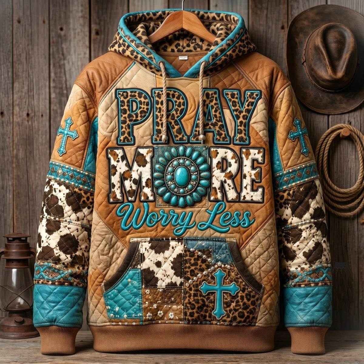 Pray More hoodie, all-over print