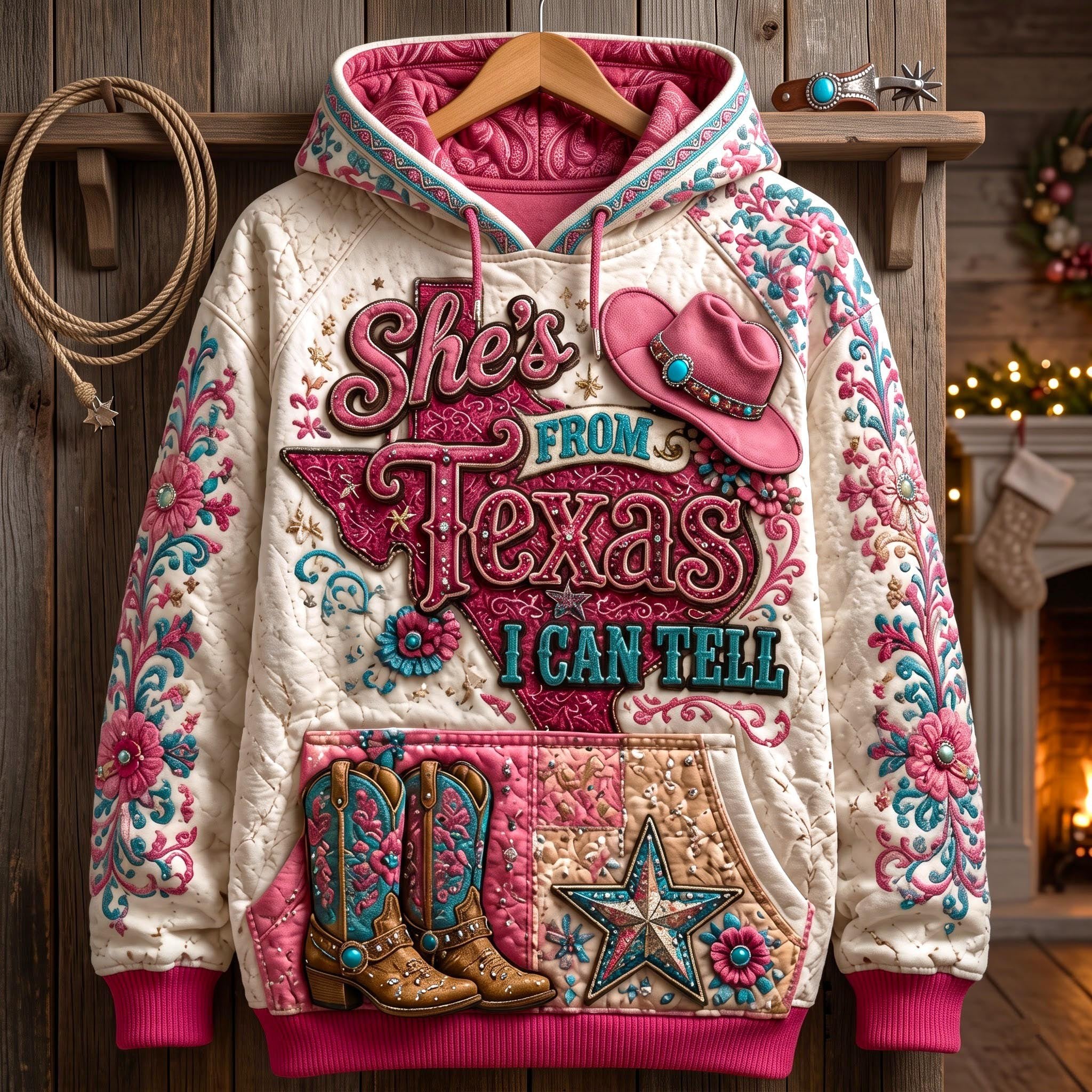 Texas Belle hoodie, all-over print