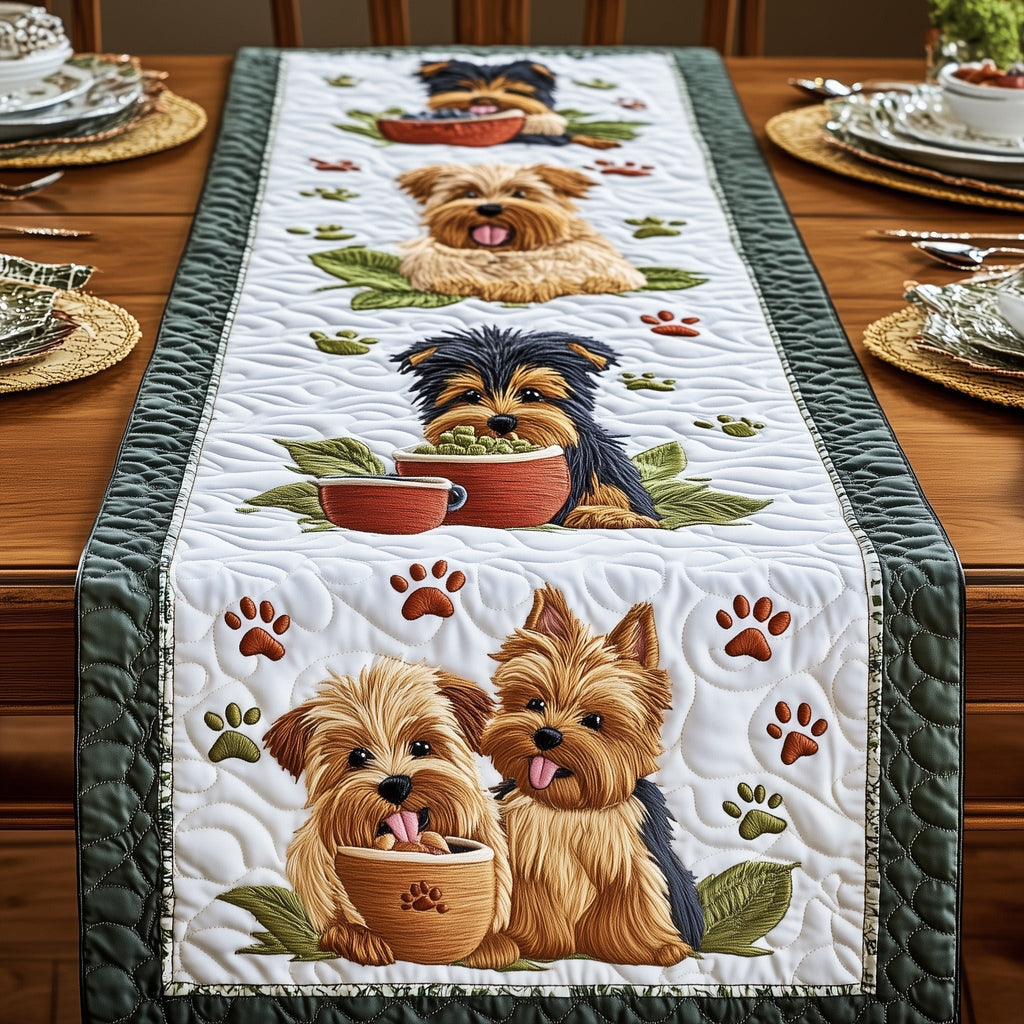 Yorkies Among Paw Prints Table Runner