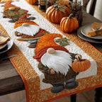 Gnome in Orange Hat with Pumpkin Table Runner