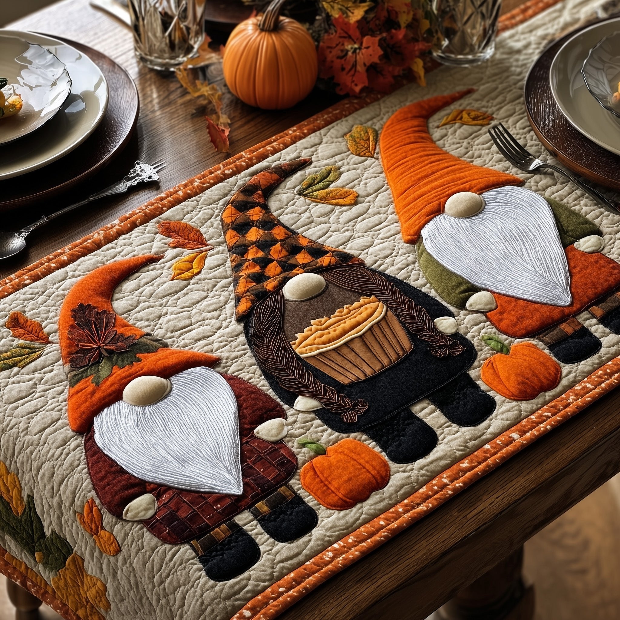 Gnomes in Harlequin Hats Table Runner