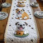 Bulldog Beside a Green Bowl Table Runner