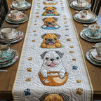 Bulldogs with Steaming Cups Table Runner